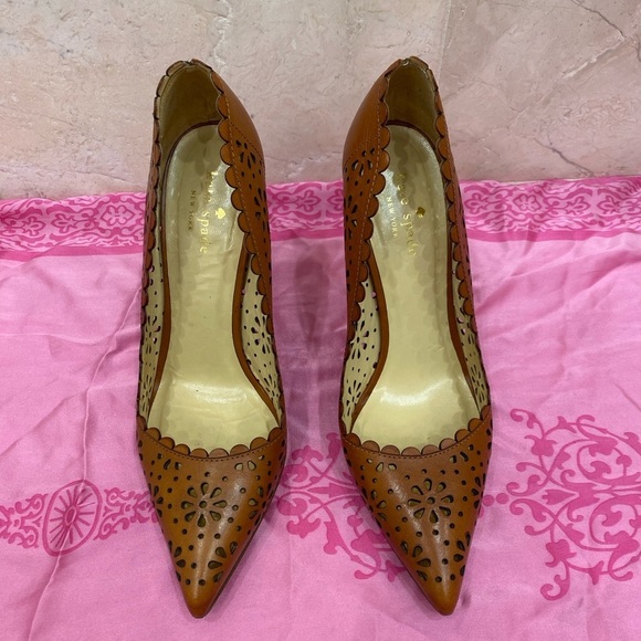 kate spade Shoes - Kate Spade Lana laser cut floral leather Pump Size 9B